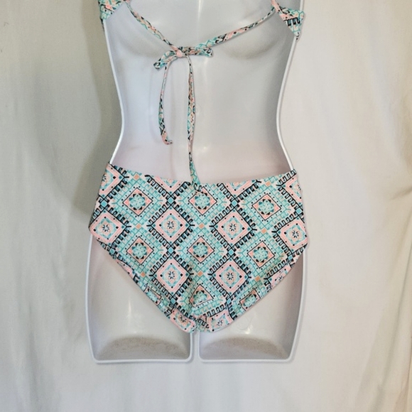 Xhilaration Monokoni Swimsuit Turquoise and Peach Medallion Pattern Sz Small - Picture 11 of 14